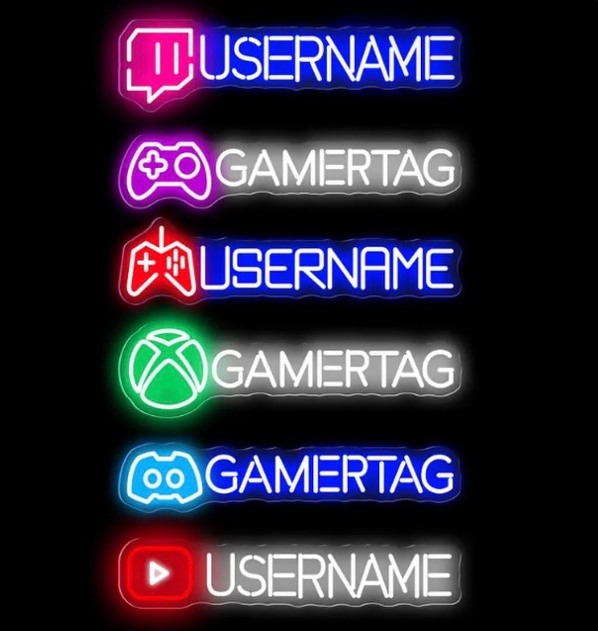Custom Gaming Neon Sign — Twitch, YouTube, Xbox, Discord &amp; More